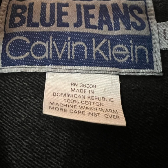 VTG Men’s Large 80s Calvin Klein Black Jean Jacket Core Basics MTV Clubbing - Picture 3 of 9